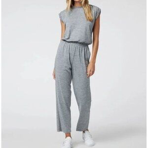 NWT Vuori Large Lux Crew Jumpsuit Short Sleeve Pockets Mallorca Gray MSRP$138